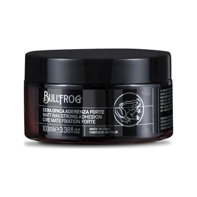 Bullfrog Strong Adhesion Matte Wax - vooraanzicht gesloten pot met etiket
