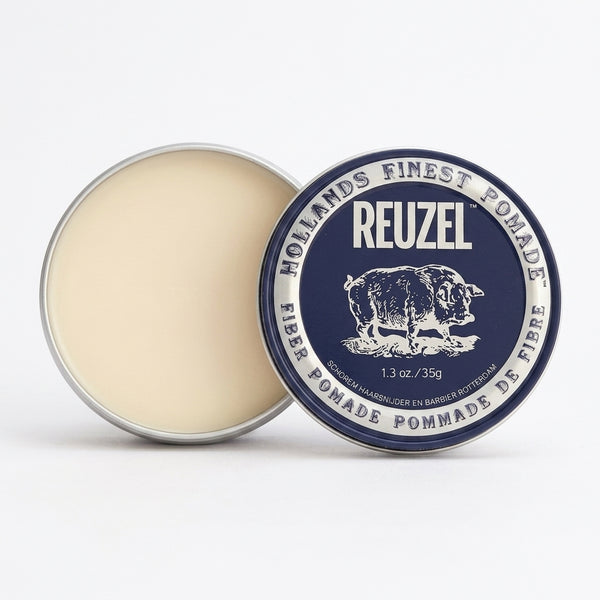 Reuzel Fiber Pomade - öppen burk med innehåll