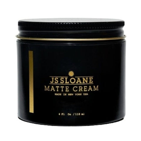 JS Sloane Matte Cream - vooraanzicht zwart potje met gouden etiket
