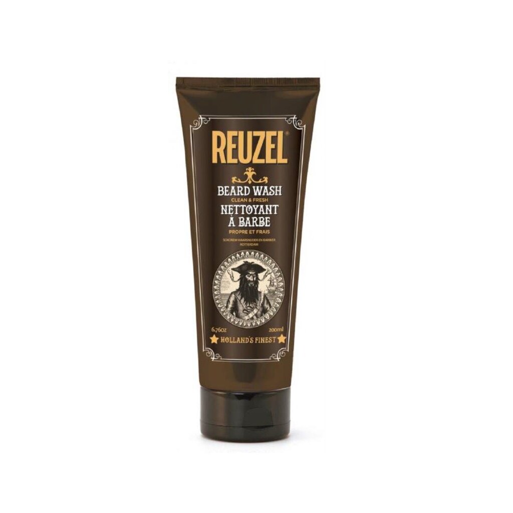 Reuzel Beard Wash Clean & Fresh 200ml, brun tub framifrån med etikett