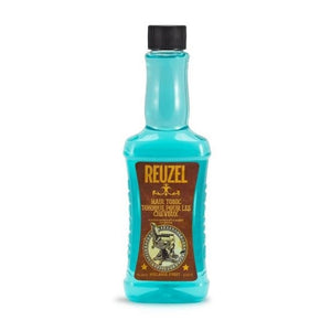 Reuzel Hair Tonic 500ml - framifrån turkos flaska med brun etikett