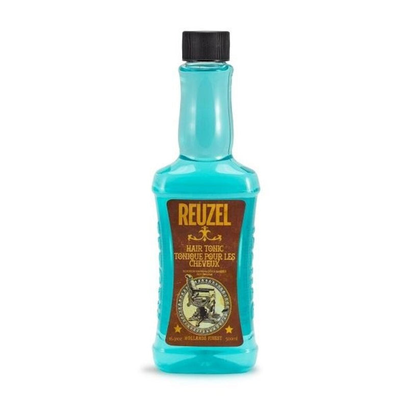 Reuzel Hair Tonic 500ml - vooraanzicht turquoise fles met bruin etiket