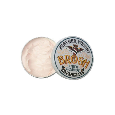 BROSH Original Fiber Pomade - open blik met roze creme en textuur, deksel ernaast