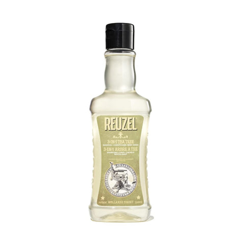 Reuzel 3-in-1 Tea Tree Shampoo 350ml - fles vooraanzicht op wit