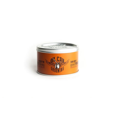 Oil Can Grooming Grease Pomade - vooraanzicht oranje potje op witte achtergrond