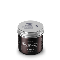 Pomp & Co. Pomade - deksel van bovenaf met tekst Quality Craft Heritage