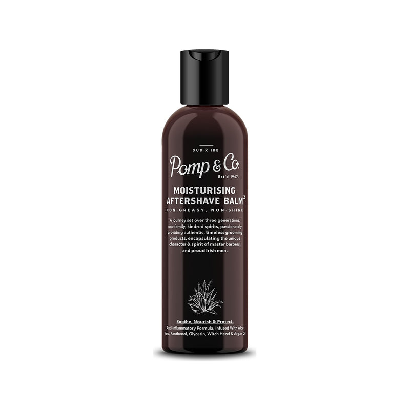 Pomp & Co. After Shave Balm - bruine fles 100ml, vooraanzicht met etiket