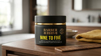 BARBER BARBER Nine To Five Styling Clay 100g - potje op houten blad met kam en gele handdoek