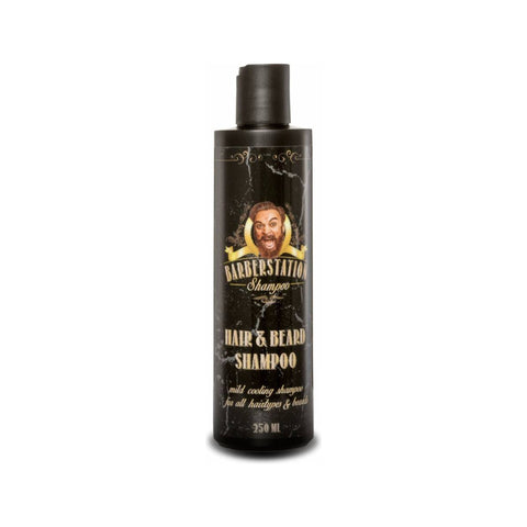 Barberstation Hair & Beard Shampoo - vooraanzicht zwarte fles 250 ml