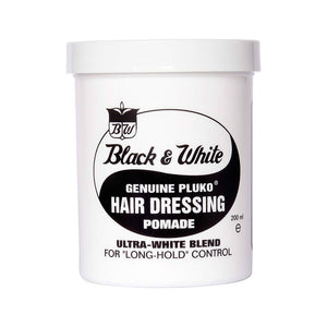 Black & White Original Pomada, vit burk med yin-yang-logotyp, framifrån 200 ml