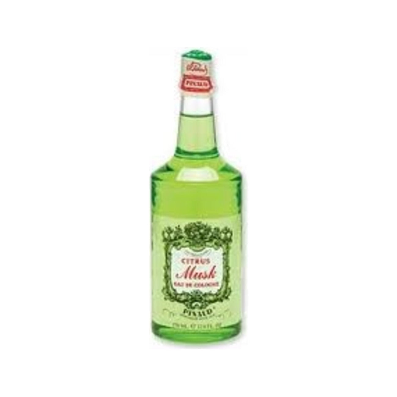 Ed. Pinaud Eau de Cologne, framsida grön flaska Citrus Musk på vit bakgrund