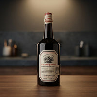 Ed. Pinaud Eau de Quinine - fles op houten blad in warm belichte badkamer