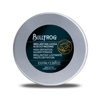 Bullfrog High Definition Glossy Pomade - metalen blik van bovenaf met donker etiket