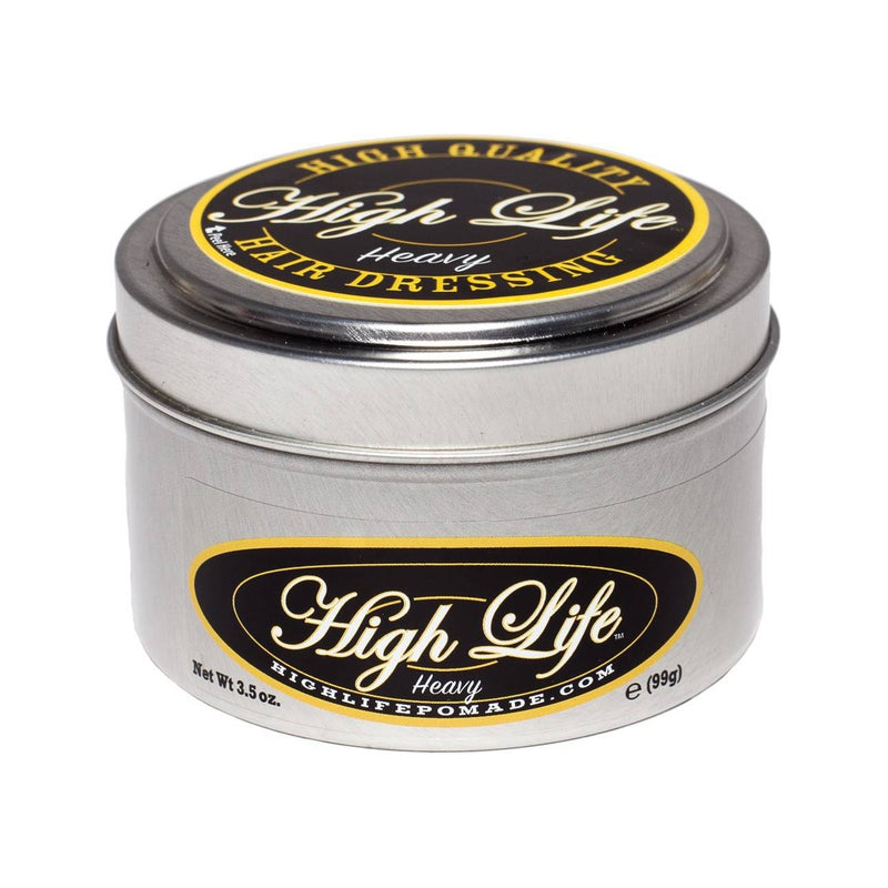 High Life Heavy Pomade - metalen blik met zwart-goud etiket, vooraanzicht