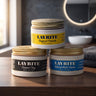 Layrite provtrio, hela setet på en träbänk