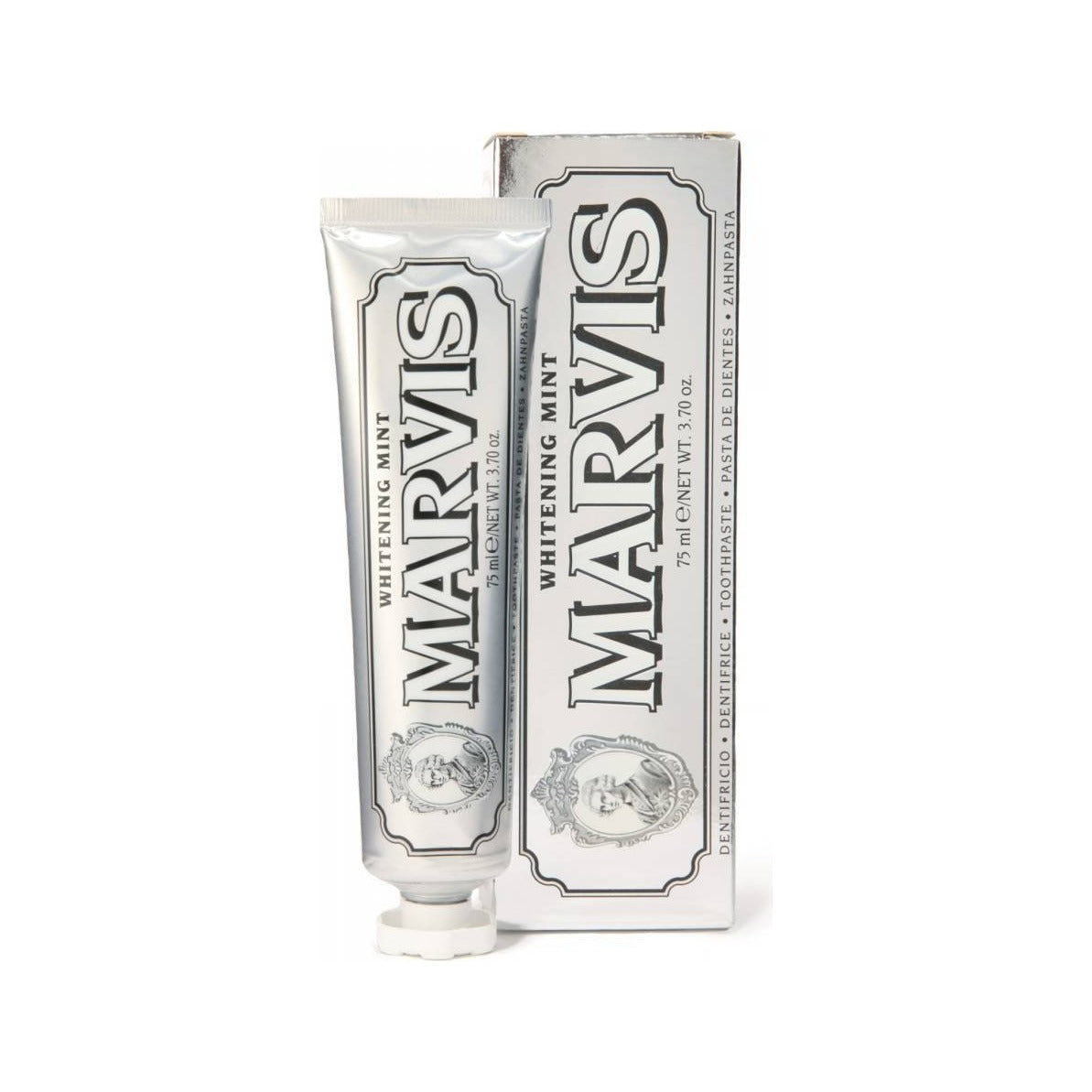 Marvis Whitening Mint - tube met doosje, vooraanzicht