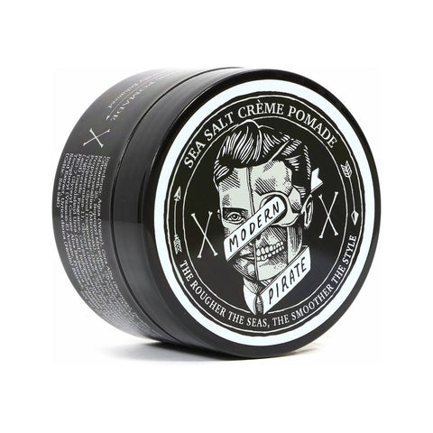 Modern Pirate Sea Salt Creme Pomade - zwart potje, deksel met piraat-logo