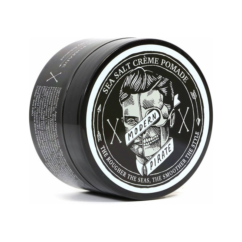 Modern Pirate Sea Salt Creme Pomade - zwart potje, deksel met piraat-logo