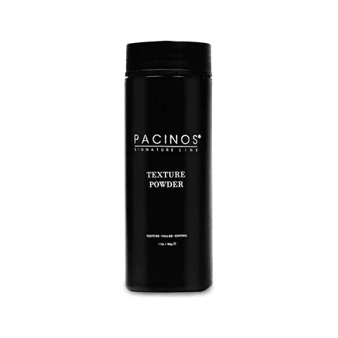 Pacinos Texture Powder - zwarte strooibus 30g, vooraanzicht met etiket