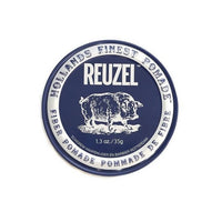 Reuzel Fiber Pomade - bovenkant klein donkerblauw travelblik 35g