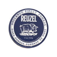 Reuzel Fiber Pomade - bovenaanzicht blauw blikje 340g gesloten