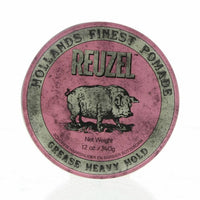Reuzel Pink Pomade Grease - bovenaanzicht roze blikje 340g gesloten