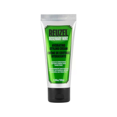 Reuzel Hydrating Styling Cream - vooraanzicht groene tube Rosemary Mint op witte achtergrond