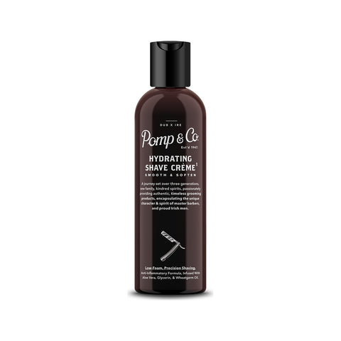 Pomp & Co. Shave Creme - vooraanzicht zwarte fles met flip-dop