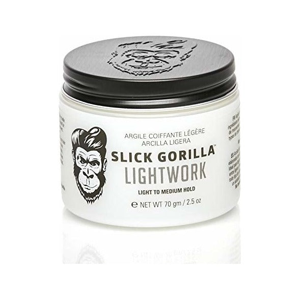 Slick Gorilla Lightwork - gesloten potje met zwart deksel en Light to Medium Hold op etiket