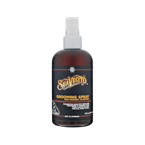 Suavecito Grooming Spray - vooraanzicht bruine flacon met verstuiver en etiket
