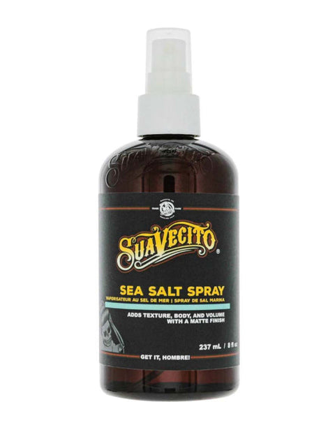 Suavecito Sea Salt Spray - vooraanzicht bruine flacon 237ml met verstuiver en etiket
